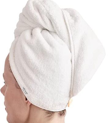 China Custom QUICK DRY SPA Custom Women's Super Absorbent Soft Magic Turban Towel With Buttons Twist Microfiber Hair Wrap Towel for sale