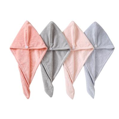 China QUICK DRY Hair Towel Wrap For Women Quick Drying Hair Turban With Safe Button for sale