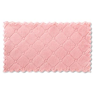 China New Style Hypoallergenic Kitchen Fleece Dish Towel Coral Double-Sided Thickened Absorbent Kitchen Towel for sale