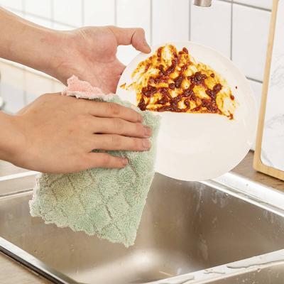 China Hypoallergenic Water Absorbent Dishtowels Thickened Microfiber Kitchen Towels Kitchen Accessories Tools Towel Cleaning Cloth for sale