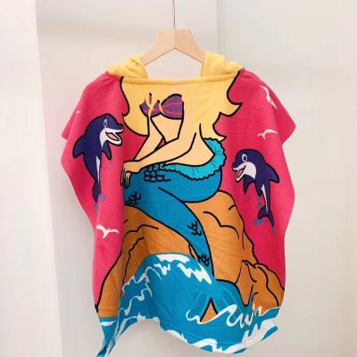 China Factory Wholesale Custom Hooded Soft Microfiber Kid Poncho Kids Beach Towel QUICK DRY Bath Towel for sale