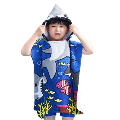 China Wholesale Microfiber QUICK DRY Logo Print Sublimation Surf Beach Custom Made Poncho Hooded Beach Towel For Kids for sale