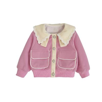 China Breathable OEM Girl Pink Top Clothes + Beige Pants  Sets Long Sleeve Toddler Baby Girls Clothing Sets For 2-10 Years Old Children for sale