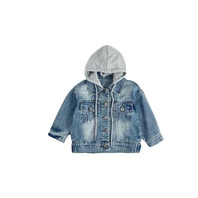 China Windproof OEM Children Fashion Hooded Jeans Coat For Spring And Autumn Lovely Long Sleeve Jacket For Kids for sale