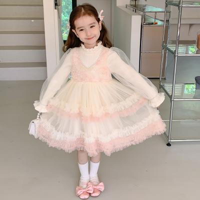 China Sustainable OEM Girls Fashion Sweater Dress Children Birthday Party Wedding Princess Light Color Dress For Girls for sale