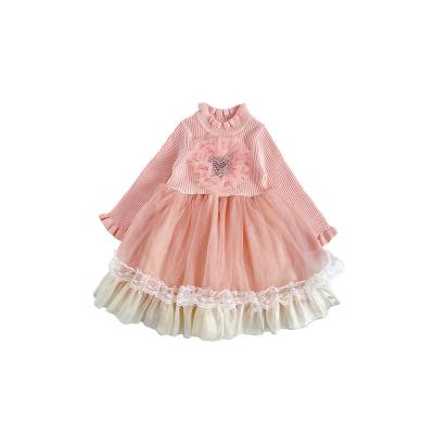 China Sustainable OEM Girls Pink Color Sweater Dress Spring And Autumn Children Princess Light Color Kids Dresses For Girls for sale