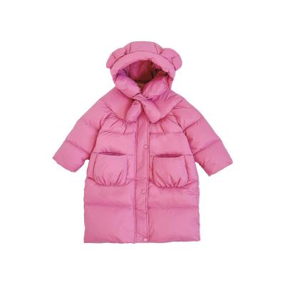 China Windproof OEM Girls Goose Down Coat 2023 Winter Children Clothing Baby Mid-length Down Jackets For Kids for sale