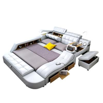 China Multifunctional Storage Frame Modern Leather Queen Bed Furniture Sets for sale