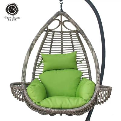 China Modern Birds Nest Shaped Rattan Swing Balcony Single Seat Outdoor Hanging Chair for sale