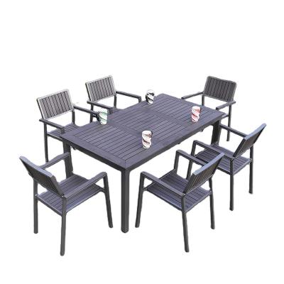 China Modern Garden Aluminum Plastic Wood Outdoor Furniture Modern Dining Set for sale