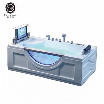 China Toughened Glass 2 Person Large Smart Waterfall Whirlpool Massage Bathtub With TV for sale