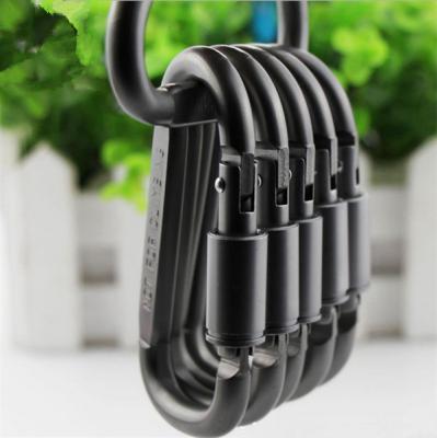 China Aluminum Alloy Aluminum D Shape Climbing Carabiner Screw Lock Bottle Hook Buckle Padlock Key Chain Camping Hanging Rise for sale