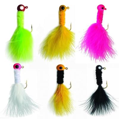 China For Fishing 20pcs/box Fishing Crappie Casts Fishing Hard Feather Jig Walleye Pike Main Lure Hook Rubber Marabou Casts For Ice Fly Fishing for sale