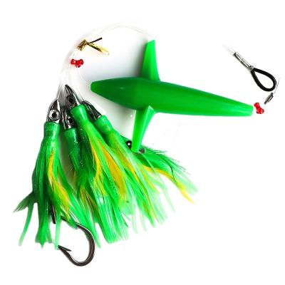 China 5 Inch Aircraft +4 Head Chicken Tail Hair Trawlers + Hooks Marlin Tuna Trolling Lures With Bag CHOCT60 Fishing Tackle for sale