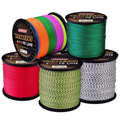 China Super Strength PROBEROS 1000M Super Strong Multifilament 8 Strand Fishing Line Braided Line Soft PE Braid Fish Line for sale