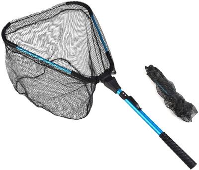 China Hot sale good quality black collapsible nylon aluminum alloy sea fly fishing net foldable 92cm telescopic fishing net for sale