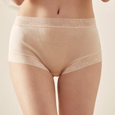 China Breathable Silk underwear women's breathable soft thin silk Panties lace sexy large size seamless mid-high waist briefs Panties for sale