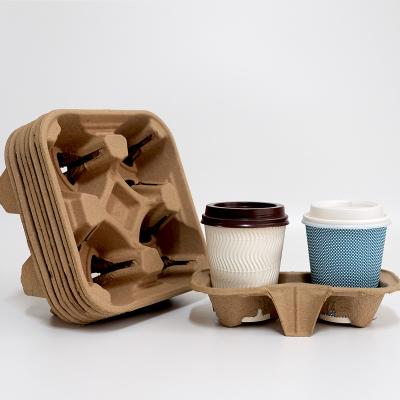 China Recycled materials carrier wall mount coffee boba cup dispenser holder paper plate pule tray for sale