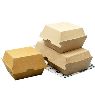 China Recyclable High Quality Customizable Food Grade Kraft Paper Hamboger Box French Fries Container for sale