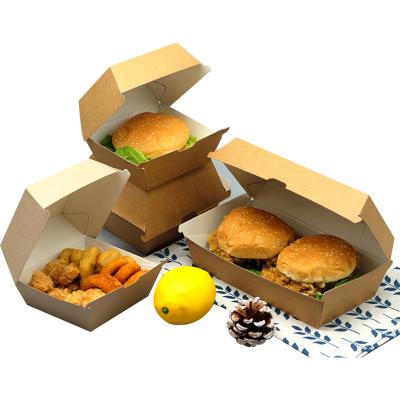 China Recyclable Biodegradable Custom Printed Kraft Paper Hamburger Lunch Container Packing Boxes With Compactness for sale