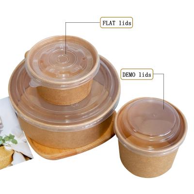 China Waterproof Disposable Food Container Wrapping Paper Salad Bowl Noodle Bowl With Lid for sale