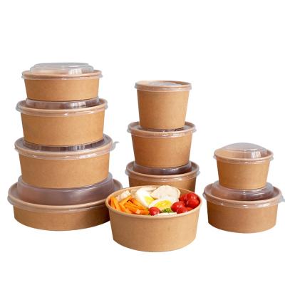 China High Quality Recycled Materials Factory Sale Disposable Kraft Paper Bowl For Salad And Soup for sale