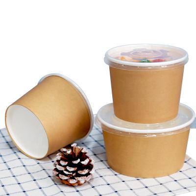 China White Disposable Food Wrapping Hot Soup Wrapping Paper Food Rice 520cc Heatable Paper Bowl for sale