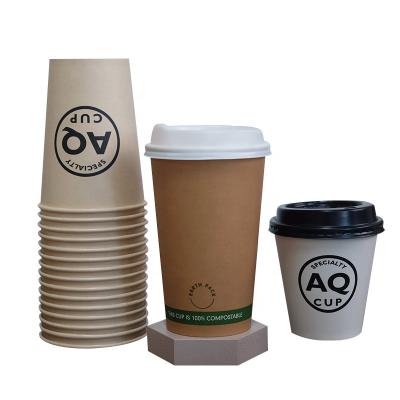 China Original Disposable Biodegradable Hot Custom Printing Biodegradable Paper Cups Drink Coffee Cups 8oz 12oz With Lids for sale