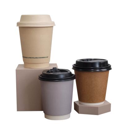 China 4oz/8oz/12oz/16oz Recyclable Biodegradable Double Wall Paper Cup Custom Disposable Hot Drink Paper Cup With Lid And Sleeve for sale