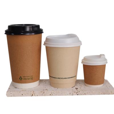 China Recyclable Espresso Paper Cup , Disposable Double Wall Insulated Coffee Cup With PS Lid PP Lids for sale