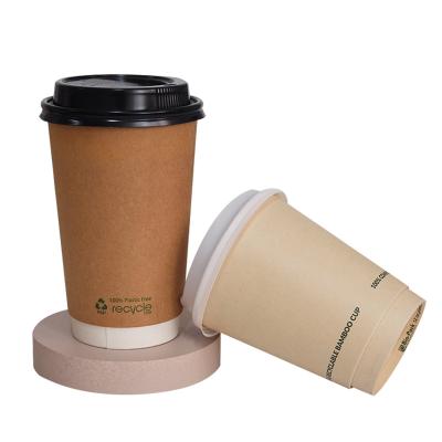 China 4oz 8oz 12oz Wall Recyclable Disposable Gold Foil Double Stamping Custom Logo Plastic Free Coffee Paper Cup With Paper Lid for sale