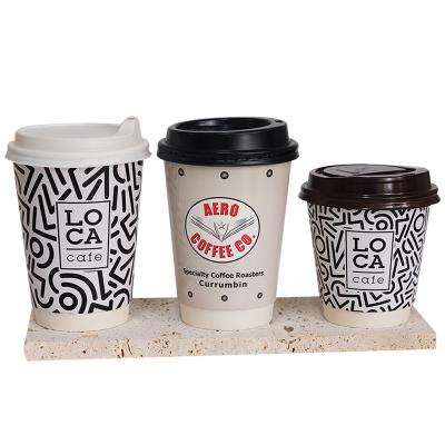 China Double/Ripple Wallpaper Paper Coffee Cup Paper Cup wuth Printed Disposable Insulated Lid Customized Single/Recyclable for sale