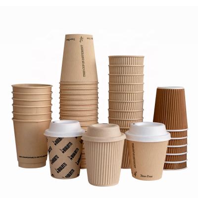 China Recyclable 6oz Insulated Ripple Wall Cup Logo Printed Disposable Paper Coffee Paper Cups for sale