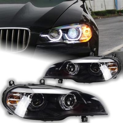 China Car Lights For BMW X5 Headlight Projector Lens Drl X5 Automotive Accessories 2007-2013 E70 Angel Eye Head Lamp LED for sale