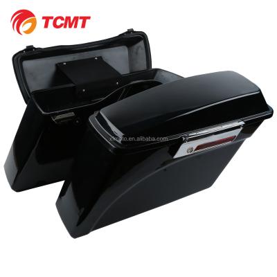 China ABS TCMT For Harley Saddlebags XF111508-B Vivid Black Hard Saddlebags Fit For Harley Touring 1994-2013 for sale