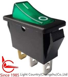 China LC R4 Rocker Switch ON-OFF 33*15mm Green Illuminated 16A 250V UL VDE for sale