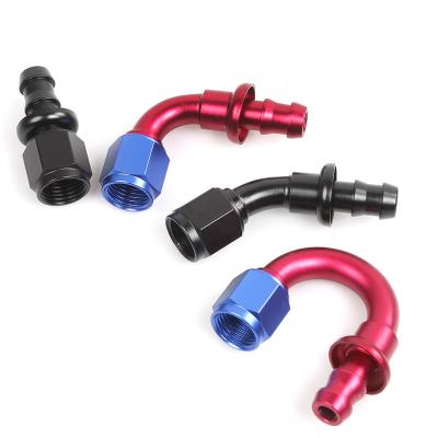 China Car oil cooling modification Aluminum Push Lock AN Fittings Straight 90deg Female Swivel AN6AN10 to Push Lock/On Barb Hose End Oil Fuel Line Fittings for sale