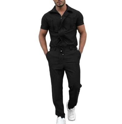 China Anti-wrinkle men's one-piece woven machining suit with all-in-one pants and zipper access control personality clothing men's pants for sale