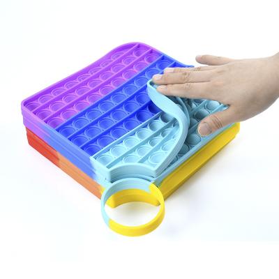 China Silicone Pop Board Game Pad With Foldable Hand Carry Rainbow Attention Focus Dice Big Size Fidget Toys For Kids for sale