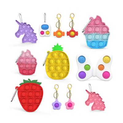 China Eco-Friendly Silicone Wrap Stir Mini Keychains Hand Anxiety Relief Sensory Keyring for sale