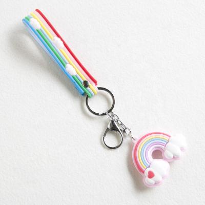 China Professional Custom Key Chain Cartoon 3D Rainbow PVC Keychains Rubber Factory Bag Pendant For Gifts for sale