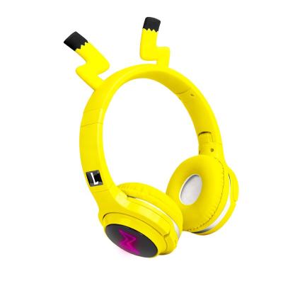 China Foldable Mobile Headphone Pikachu Cute Bass High Fidelity Earphone Over Ear Earbuds BT V5.0 LED Stereo Wireless Mobile Headset for sale