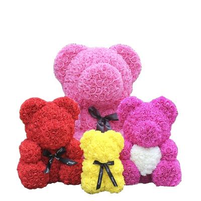 China Valentine's Day Large Foam Flower Real Rose Deluxe Giant Teddy Bear Preserved Box For Valentine Gifts PE Rose Bear 25cm 40cm 55cm 70cm for sale