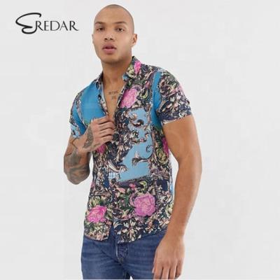 China Breathable high quality top selling shirt with baroque and flora printed summer men shirt for sale