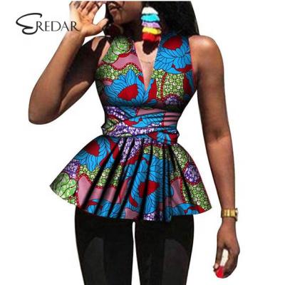 China African Bazin Riche Custom Fashion Clothing Cotton Dashiki Women's O-Neck 2020 Elegant Maxi Top Shirts for sale