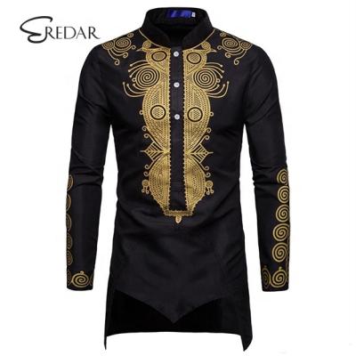 China Wholesale High Quality Men's Clothing 2020 Hawaiian Print Dashiki Shirt Cotton African Long Sleeve Shirts for sale