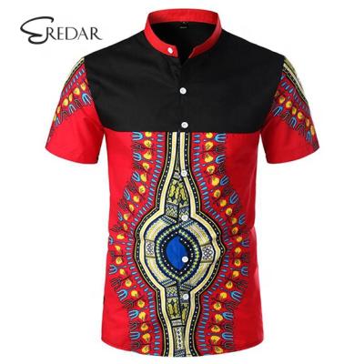 China High Quality Cotton Shirt Dress Homme African Clothes Men's Dashiki Brand New Slim Casual Dress Shirts Short Sleeve for sale