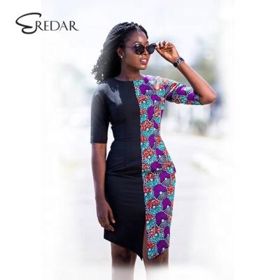 China Wholesale Cotton Ladies African Print Fashion African Kitenge Designs Modern Casual Dress for sale