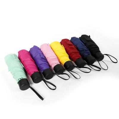 China Cheap Cute Mini Umbrella Customized Logo Windproof UV Sun And Rain Five Fold Mini Pocket Umbrella for sale