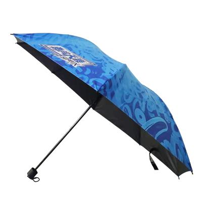 China Black Minimalist 25inch Full Printing Manu UV Coating Digital Printing Open Folding Umbrella With Customer Logo Printing Promotion Umbrella for sale